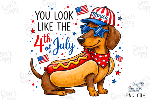 Download Dachshund 4th of July, Hot Dog, USA PNG - Dog Collection