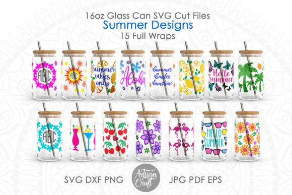 Download 16oz Glass Can SVG, Summer Designs - Premium Resources