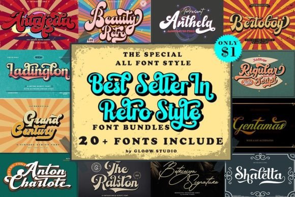 Download Retro Style Font Bundle - Retro style font Collection