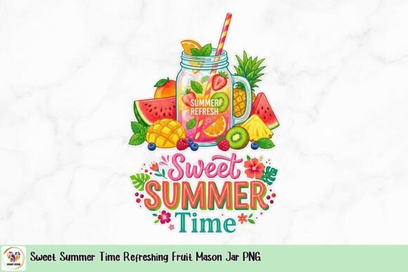 Download Sweet Summer Time Refreshing Fruit Mason Jar PNG - Refreshing Collection
