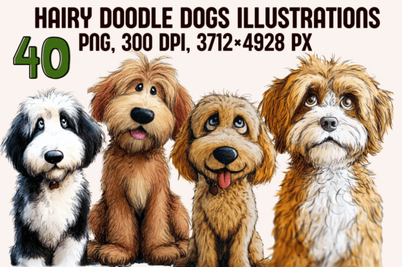 Download Hairy Doodle Dogs Illustrations - Dog Collection