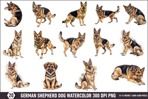 Download German Shepherd Dog Clipart PNG Bundle - Dog Collection