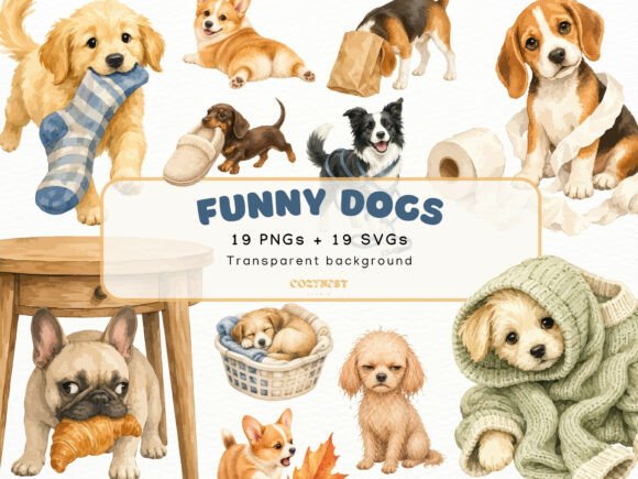 Download Funny Dogs Watercolor Cliparts Puppy PNg - Dog Collection